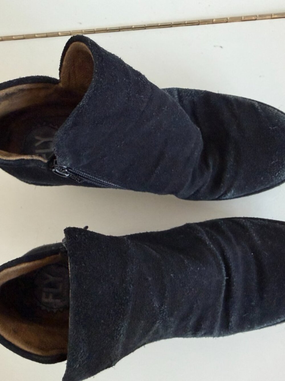 FLY London Black Suede Side Zip Wedge Ankle Booties Women - Picture 9 of 11